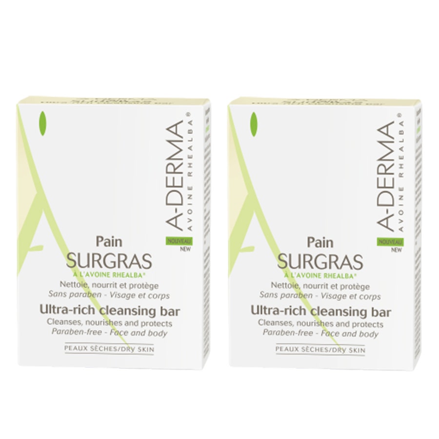 A-Derma Rhealba oats Ultra-rich Cleansing Oats Bar 100g x2 (3.53oz x2)