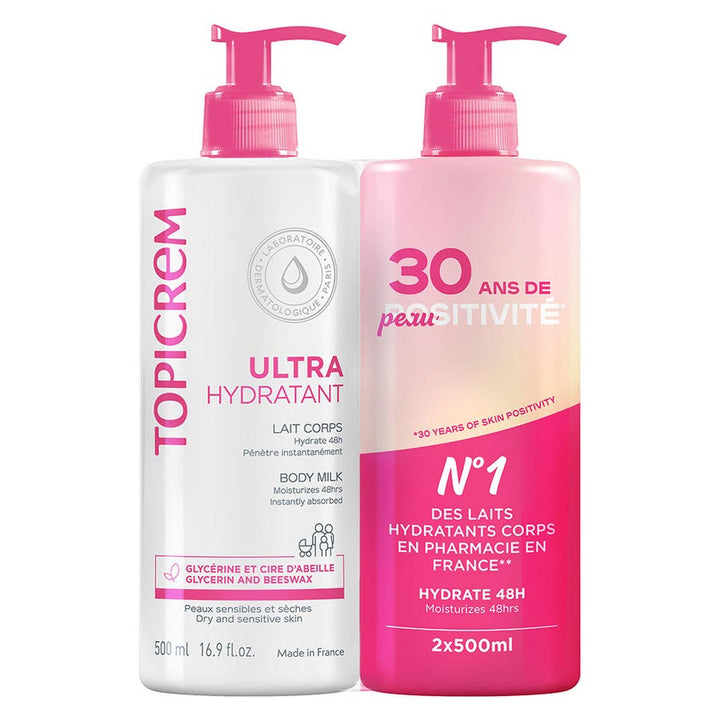 Body Milk 2x500ml Ultra-Hydratant Dry sensitive skin Topicrem