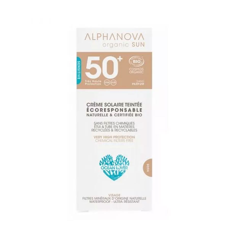 Organic Light Tinted SPF50 Cream 50g Organic Sun Peaux Sensibles et Réactives Alphanova