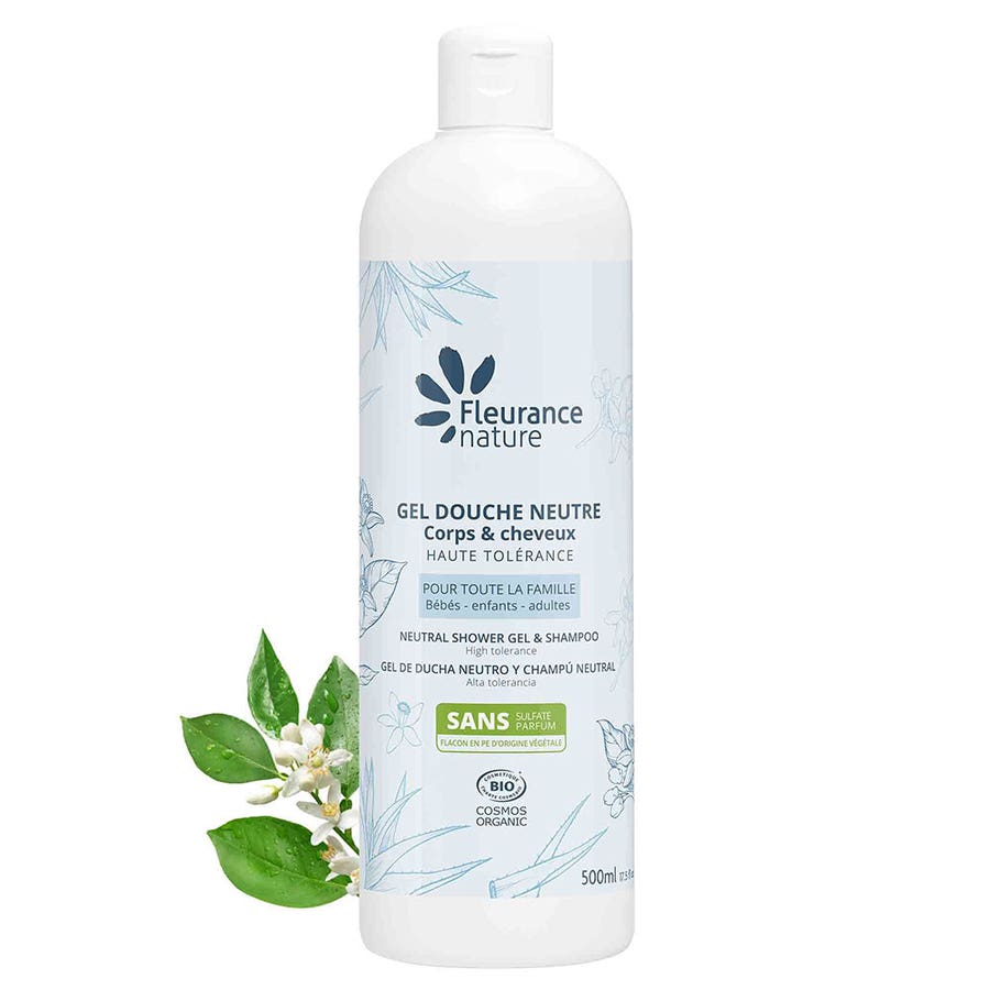 Neutre Shower Gel 500ml With Aloe Vera and Orange Blossom Floral Water Hair & Body Fleurance Nature