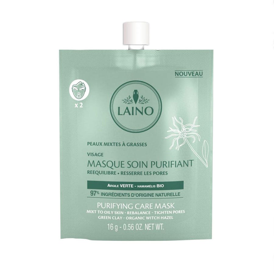 Green Purifying Care Mask for Combination to Oily Skin Laino 16g Laino