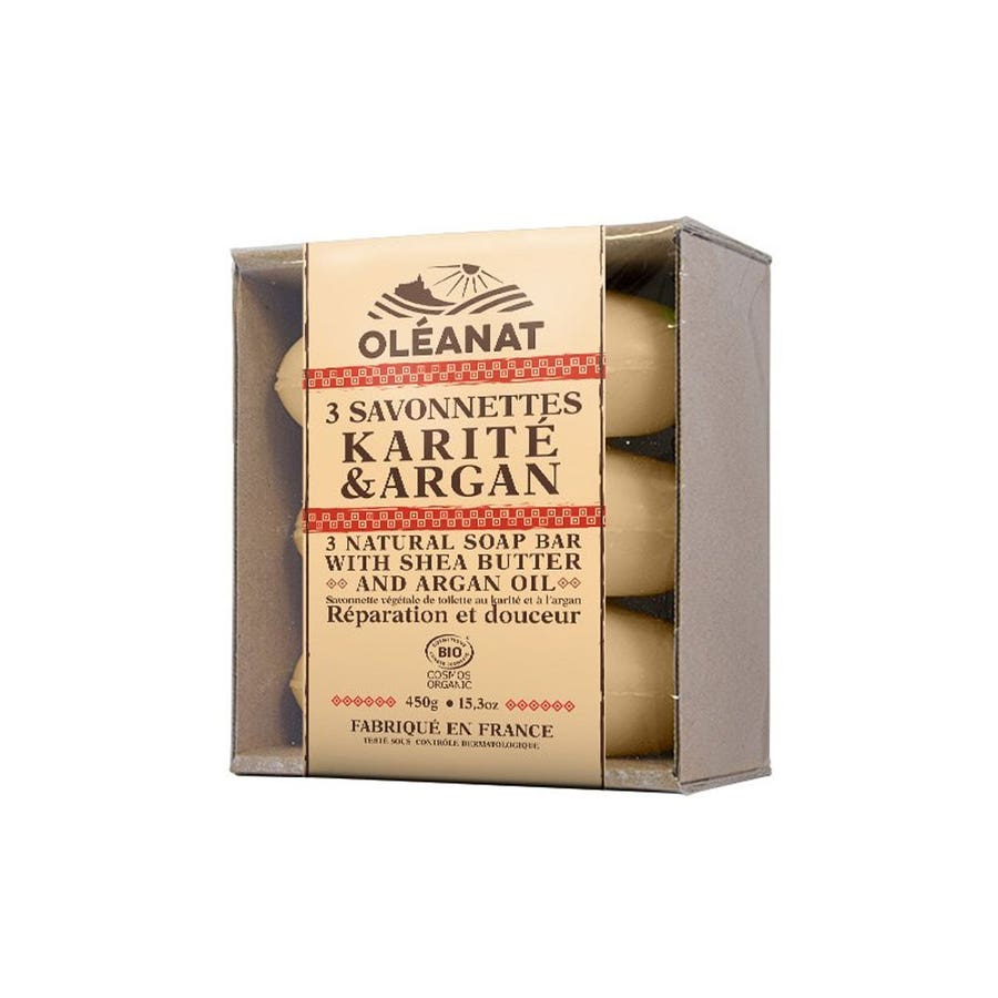 Karite Argane Bio Karite D'afrique Soap Bars 3x150g Oleanat