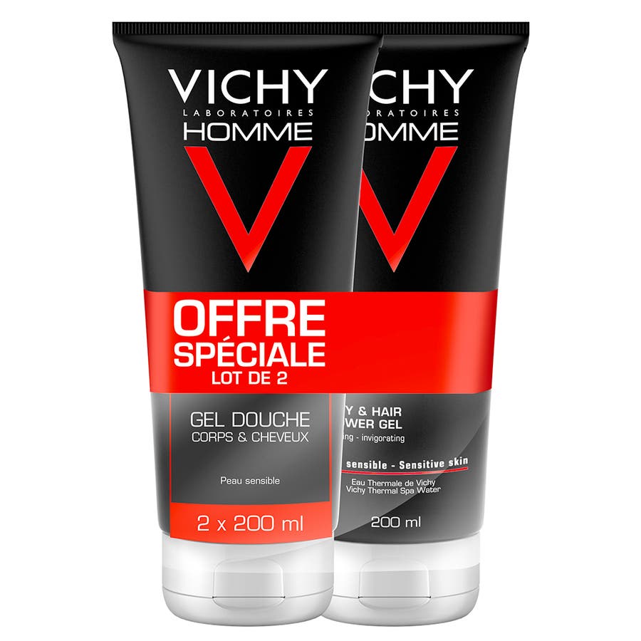 Men Hydra Mag Body And Hair Shower Gel 2x200ml Vichy