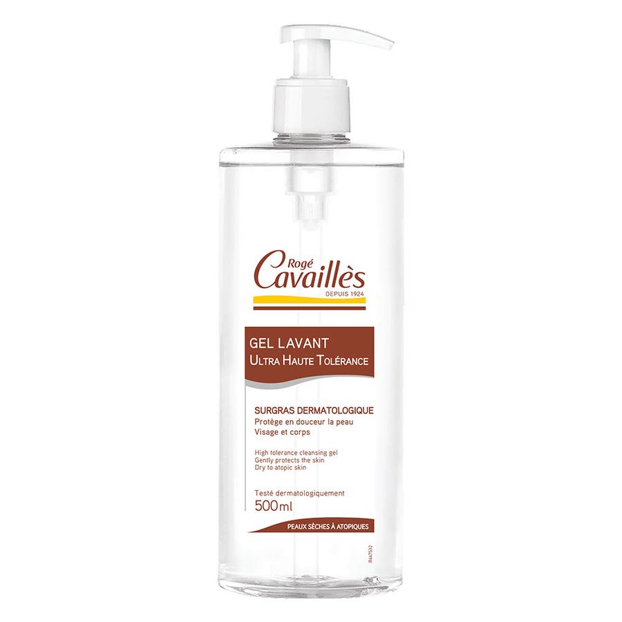 Roge Cavailles Dermo Uht Ultra Rich Cleansing Gel Dry And Sensitive Skins 500ml Dermo-Uht Peaux Sensibles A Seches Rogé Cavaillès