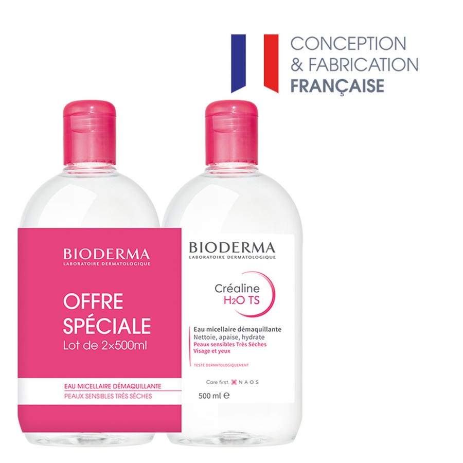 Micellar water make-up remover H2O TS 2x500ml Crealine Sensitive, dry to very dry skin Bioderma