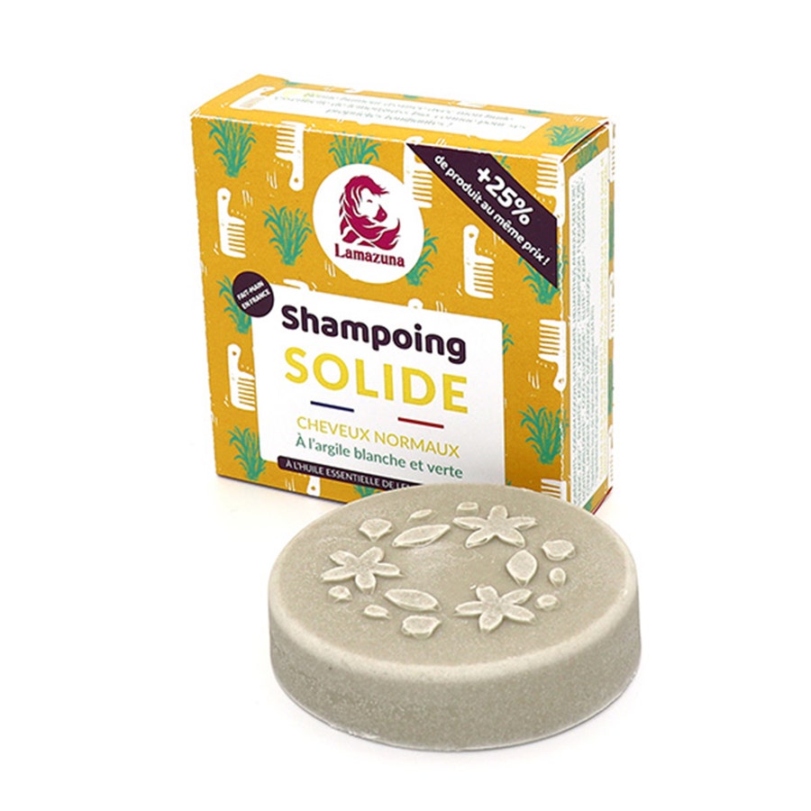 White and Green Clay Solid Shampoo with Hea 70g Normal hair Lamazuna